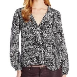 Joie | Tops | Joie Silk Black White Print Long Sleeve Blouse